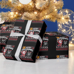 Papel De Presente Feliz Natal com Basquete de Natal Feio