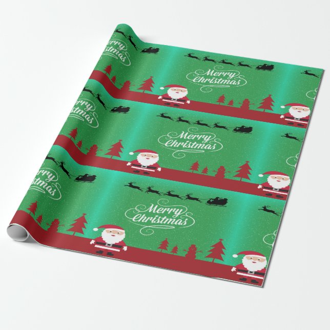 Papel De Presente Feliz Natal com Papais noeis (Desenrolado)