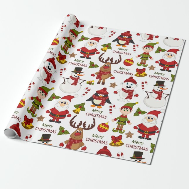 Papel De Presente Feliz Natal Crianças (Desenrolado)