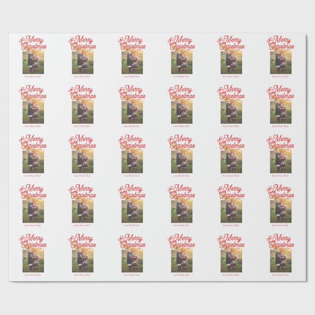 Papel De Presente Feliz Natal crianças arcos vermelhas foto elegante (Aberto)