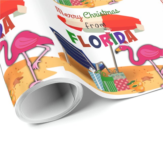 Papel De Presente Feliz Natal da Flórida (Ponta do rolo)