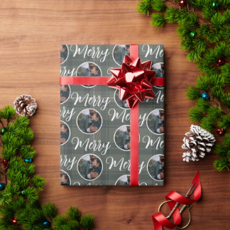Papel De Presente Feliz Natal de Foto Personalizado | Xadrez