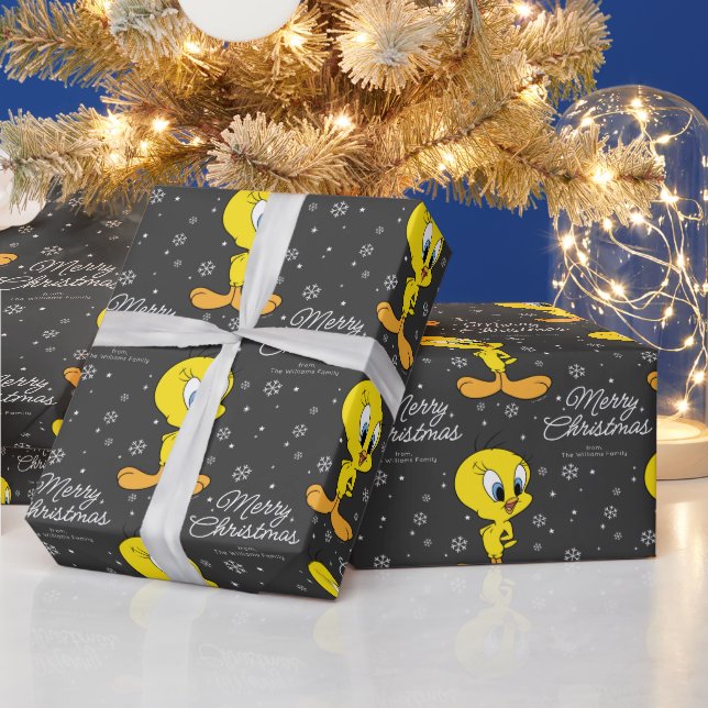 Papel De Presente Feliz Natal de Pássaro TWEETY™ personalizado (Feriados)