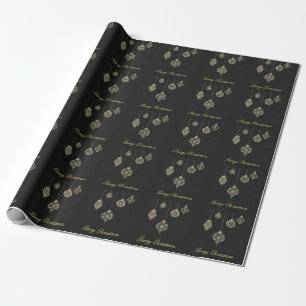 Papel De Presente Feliz Natal Decorativo e Dourado Encapsulamento Ge