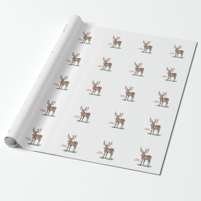 Papel De Presente Feliz Natal Deer Gift Wrap (Desenrolado)