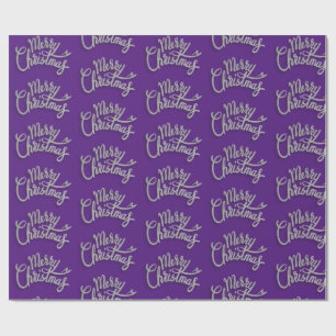 Papel De Presente Feliz Natal Design roxo e prata brilhante