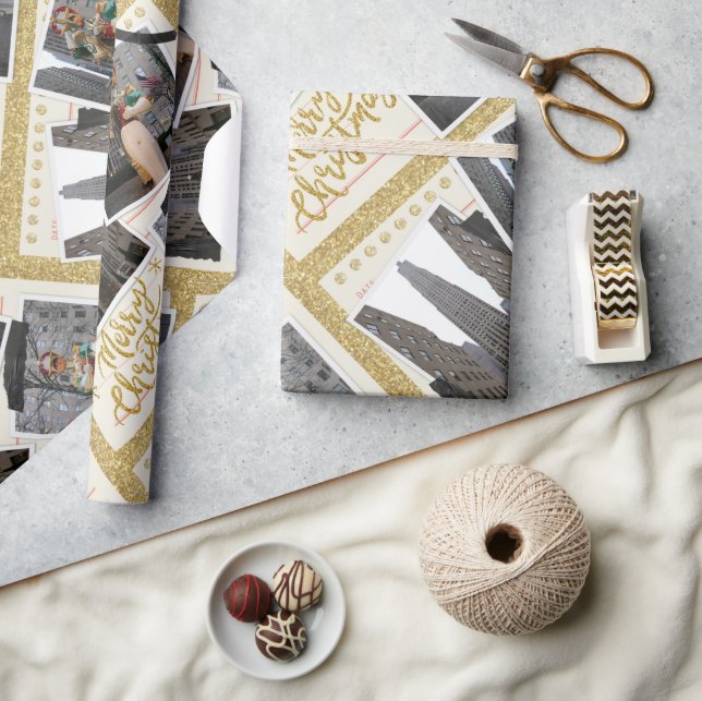 Papel De Presente Feliz Natal do Rockefeller Plaza em Nova Iorque (Artesanato)