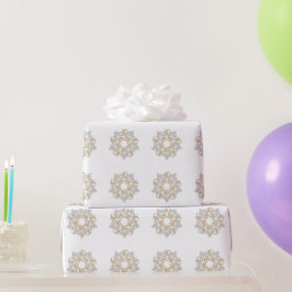 Papel De Presente Feliz Natal Dourado, Feriado de Neve Silver