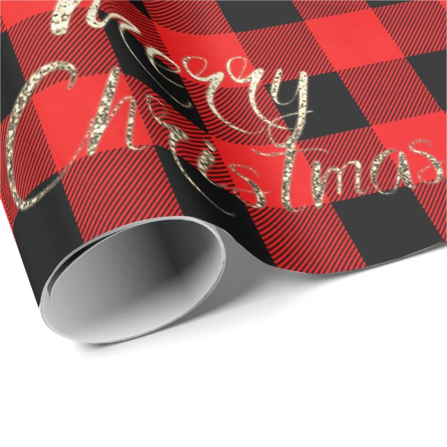 Papel De Presente Feliz Natal Dourado, Manuscrito Buffalo (Ponta do rolo)