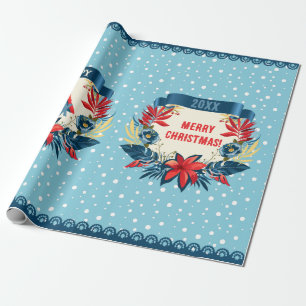 Papel De Presente Feliz Natal e Feliz Ano Novo! Pássaro Vermelho