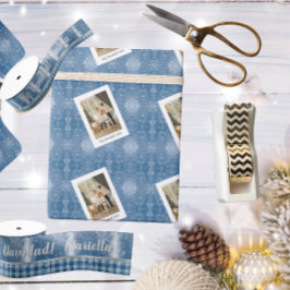 Papel De Presente Feliz Natal Elegante Cartão de Ímã Azul