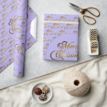 Feliz Natal Elegante Dourado Script Lilac Purple