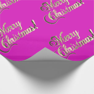 Papel De Presente Feliz Natal Elegante, Rosa Moderno e Dourado