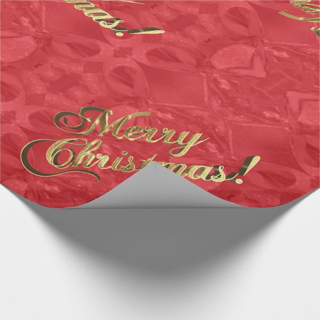 Papel De Presente Feliz Natal Elegante Vermelho e Dourado Script (Ponta)