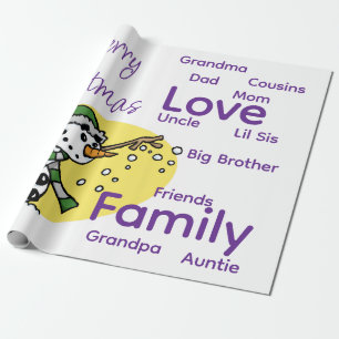 Papel De Presente Feliz Natal Embrulhando Amor Familiar Boneco de Ne