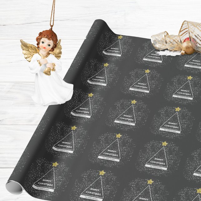 Papel De Presente Feliz Natal Estrela Glitter Minimalista Moderna (Merry Christmas Minimalist Modern Glitter Star Wrapping Paper ©Susanne Sachers - Sunny Mind 🌞)