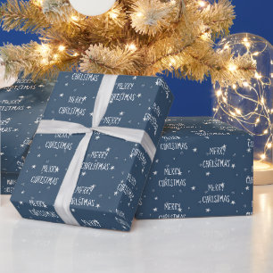 Papel De Presente Feliz Natal Estrelas Brancas
