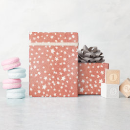 Papel De Presente Feliz Natal Estrelas Brancas Pequenas Brilhando em