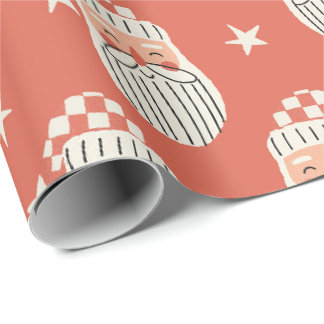 Papel De Presente Feliz Natal - Face do Papai Noel berçário inverno