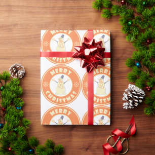 Papel De Presente Feliz Natal Feliz Snowman famoso estilo de café