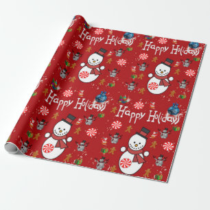 Papel De Presente Feliz Natal Feriados Felizes Snowman