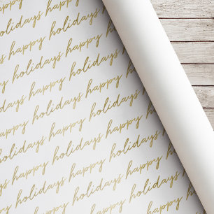 Papel De Presente Feliz Natal Feriados Moderno Dourado Natal