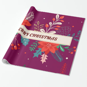 Papel De Presente Feliz Natal Floral