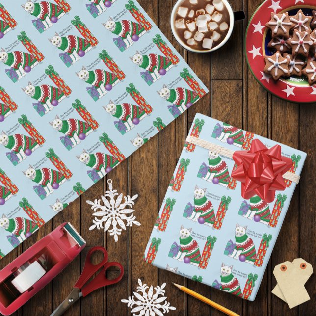Papel De Presente Feliz Natal Gato Engraçado (Criador carregado)