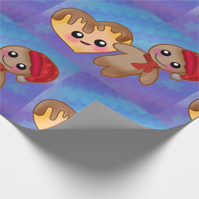 Papel De Presente Feliz Natal Ginger Breadman Heart Cookie (Ponta)