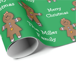 Papel De Presente Feliz Natal Gingercake Man Green Custom