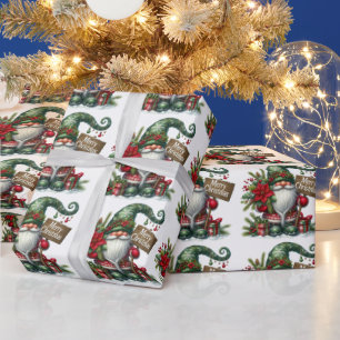 Papel De Presente Feliz Natal Gnomo Festivo com Decoração