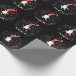 Papel De Presente Feliz Natal Gnomo Vermelho E Feriado Negro