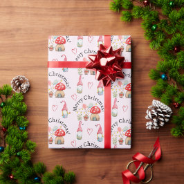 Papel De Presente Feliz Natal Gnomos De Aquarelas E Cogumelos