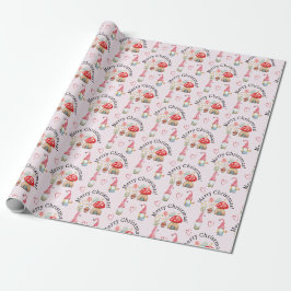 Papel De Presente Feliz Natal Gnomos De Aquarelas E Cogumelos