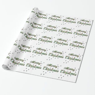 Papel De Presente Feliz Natal, Holly e Impressões de Pata Canina