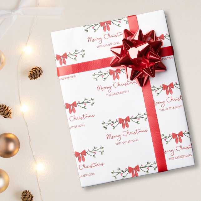 Papel De Presente Feliz Natal | Holly & Red Arco | Personalizado (Criador carregado)