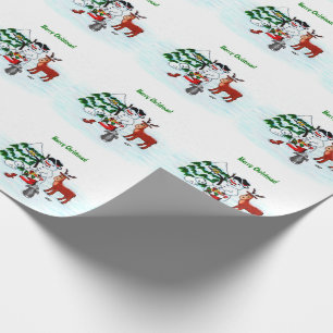 Papel De Presente Feliz Natal! Homem de Neve com Amigos