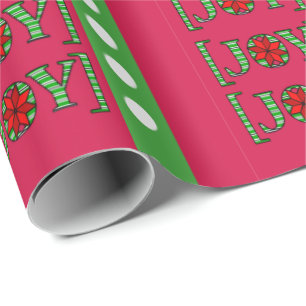 Papel De Presente Feliz Natal Joy Red Wrappaper
