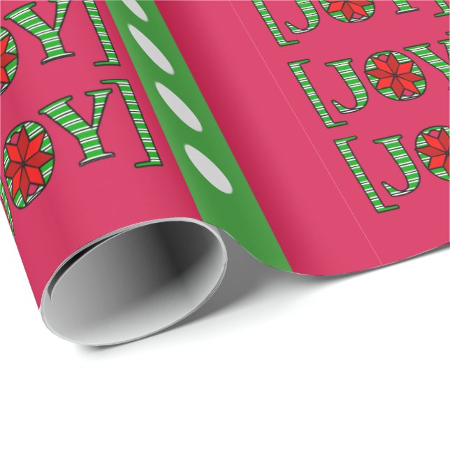 Papel De Presente Feliz Natal Joy Red Wrappaper (Ponta do rolo)
