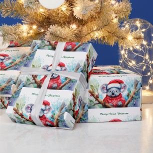 Papel De Presente Feliz Natal Koala Australiano