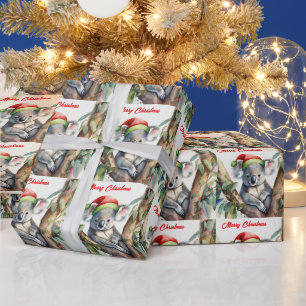 Papel De Presente Feliz Natal Koala sentado em Gumtree