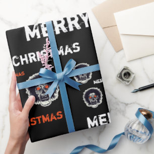 Papel De Presente Feliz Natal Laranja Olhos Zombie