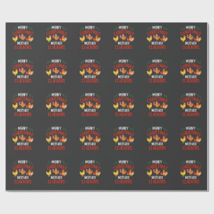 Papel De Presente Feliz Natal Mãe Cluckers Rooaster Xmas