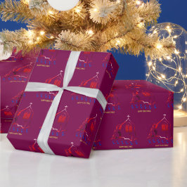 Papel De Presente Feliz Natal magenta