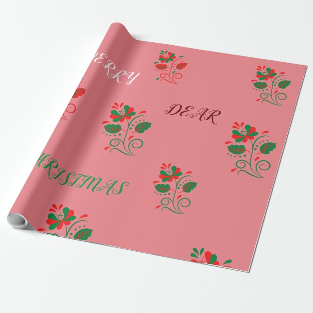 Papel De Presente Feliz Natal Matte Pink (Desenrolado)