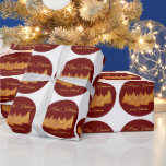 Papel De Presente Feliz Natal - minimalista - ouros<br><div class="desc">Élégant gold fir em um círculo vermelho escuro,  com nome de remetente personalizável para desejar um belo Natal!</div>