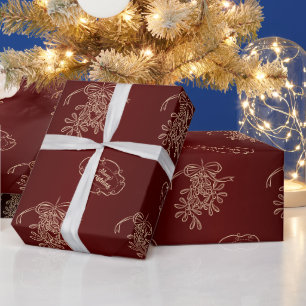Papel De Presente Feliz Natal Mistletografia Calliografia Vermelha