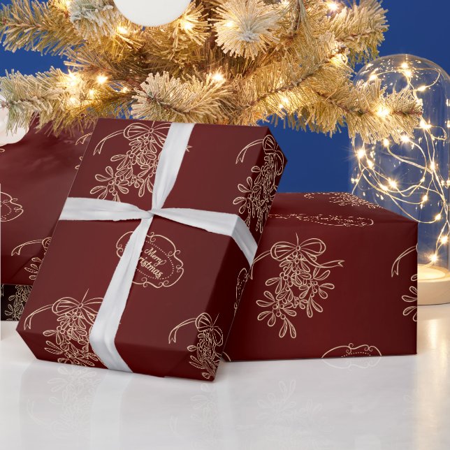 Papel De Presente Feliz Natal Mistletografia Calliografia Vermelha (Feriados)
