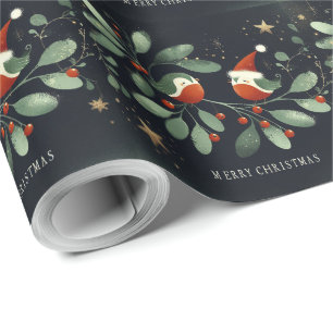 Papel De Presente Feliz Natal MistletoPapais noeis de Amor Robins