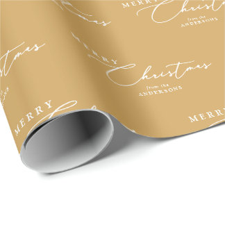 Papel De Presente Feliz Natal Moderno Script Personalizado Elegante
